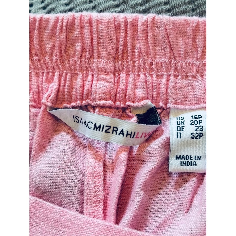Isaac Mizrahi Live! Pink Linen Blend Tulip Hem Crop Pants Women's 16P EUC - Picture 8 of 8